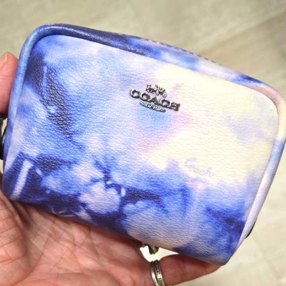 Coach Handbags - Coach Stylish Blue/Purple/White Tie-Dye Zipper Pouch